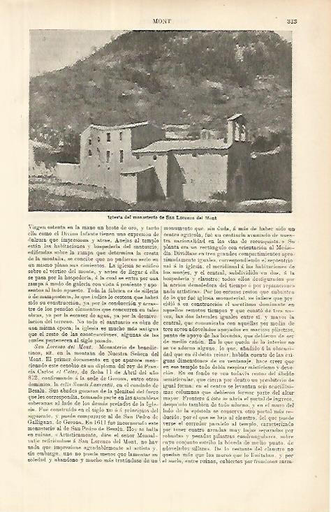 LAMINA ESPASA 8567: Iglesia del Monasterio de Sant Llorenç del Mont Girona