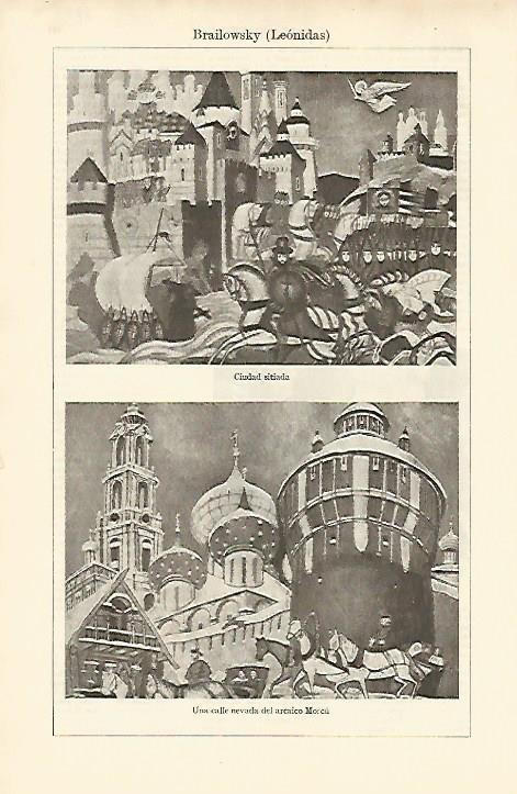 LAMINA ESPASA 8205: Ciudad sitiada y Una calle nevada del arcaico Moscu por Brailowsky