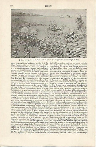 LAMINA ESPASA 20446: Defensa de Tripoli grabado de 1911