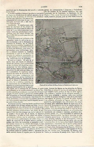 LAMINA ESPASA 20977: Planta de los Jardines del Retiro en Madrid