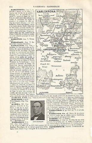 LAMINA ESPASA 21157: Plano de Karlskrona Suecia
