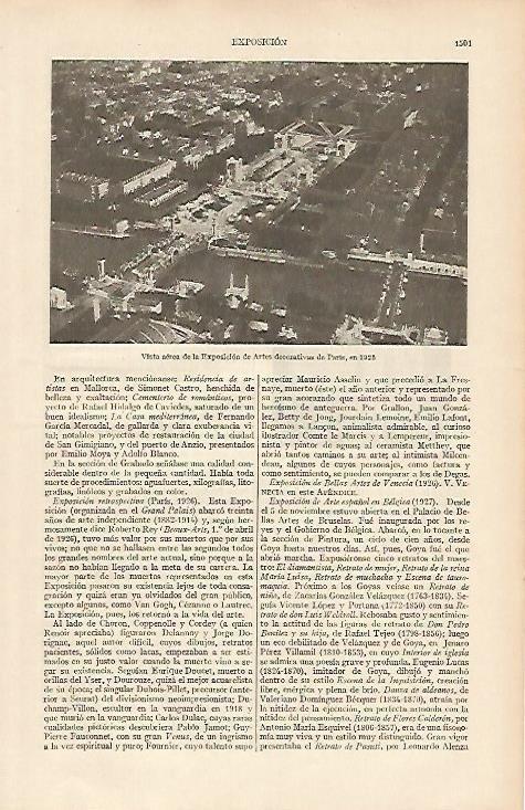LAMINA ESPASA 5476: Vista aerea de la Exposicion de Artes Decorativas de Paris de 1925
