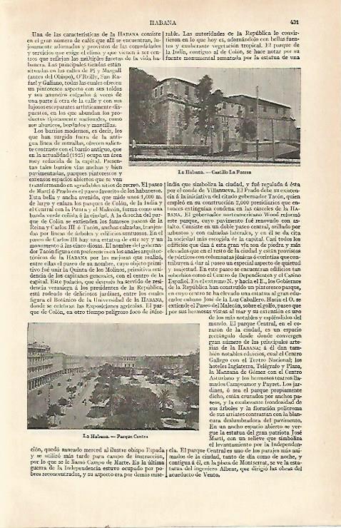 LAMINA ESPASA 21522: Castillo La Fuerza en La Habana Cuba