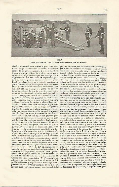 LAMINA ESPASA 21267: Obus Scheider de 15cm de la artilleria española