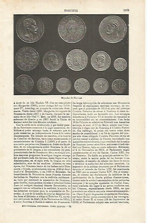 LAMINA ESPASA 20267: Monedas de Noruega