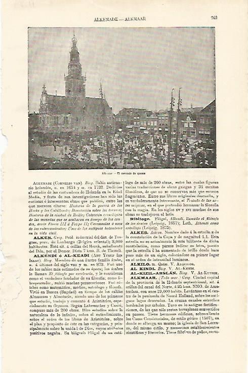 LAMINA ESPASA 11239: Mercado de quesos en Alkmaar Holanda