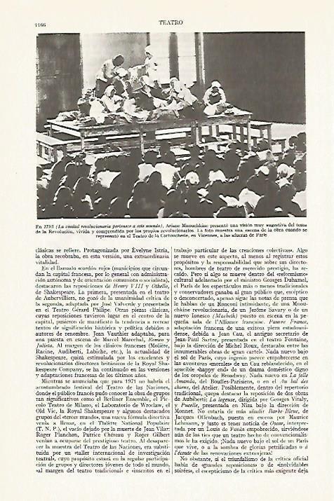 LAMINA ESPASA 13501: Representacion en el Teatro de la Cartoucherie de Vicennes