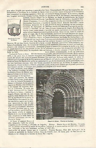 LAMINA ESPASA 23072: Escudo e iglesia de Puente la Reina