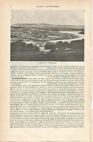 LAMINA ESPASA 1894: Vista general dee Londonderry Chile