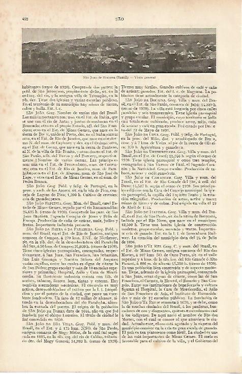 LAMINA ESPASA 19509: Sao Joao de Bocaina en Brasil