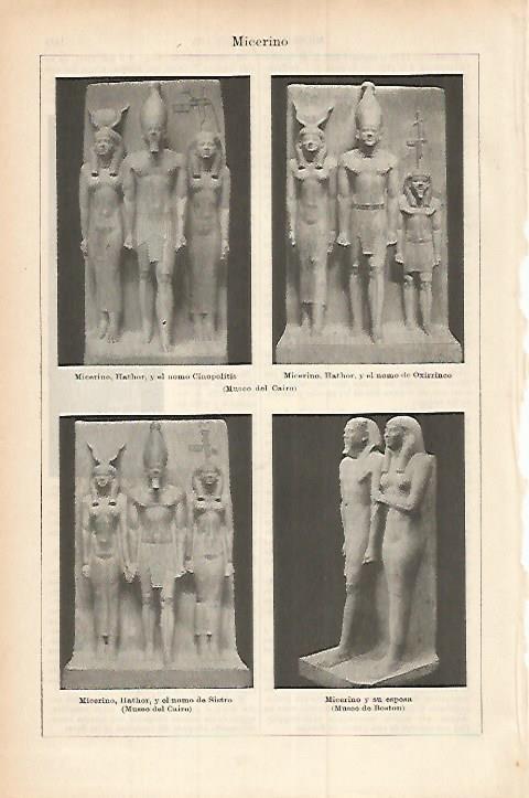 LAMINA ESPASA 17921: Estatuas del faraon Micerino