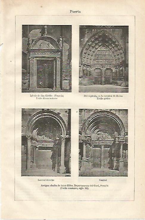 LAMINA ESPASA 23091: Puerta de estilo gotico romanico y renacimiento