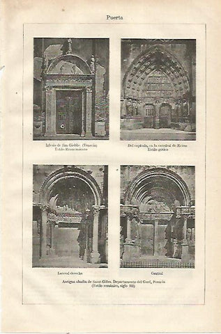 LAMINA ESPASA 23091: Puerta de estilo gotico romanico y renacimiento