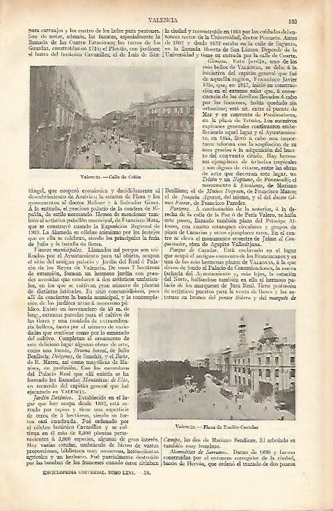 LAMINA ESPASA 4721: Calle de Colon y Plaza de Emilio Castelar en Valencia