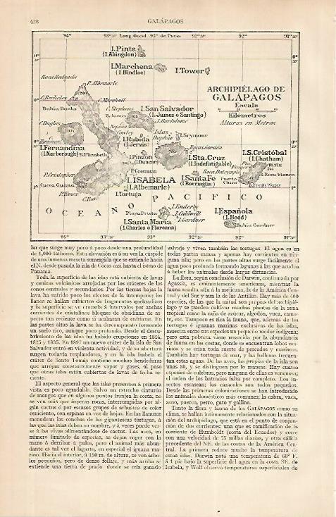 LAMINA ESPASA 24790: Mapa de las Islas Galapagos