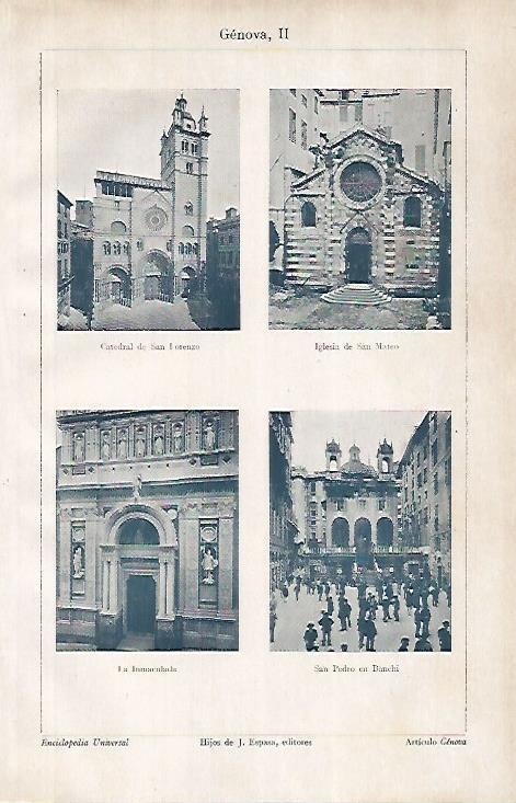 LAMINA ESPASA 24938: Catedral e iglesias de Genova