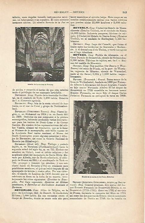 LAMINA ESPASA 25223: Interior de la Catedral de Beverley Inglaterra