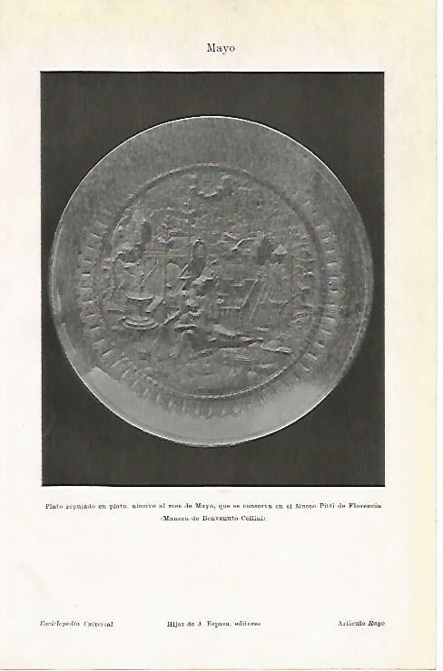 LAMINA ESPASA 1207: Plato alusivo al mes de Mayo Galeria Pitti de Florencia