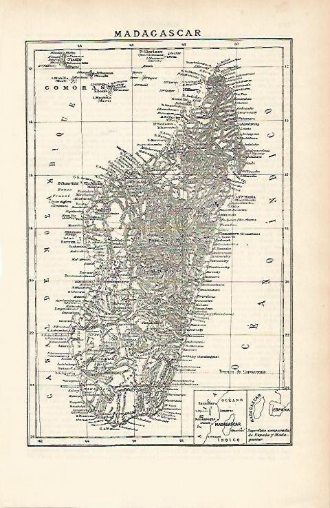 LAMINA ESPASA 1739: Mapa de Madagascar