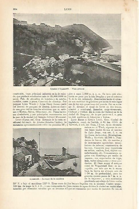 LAMINA ESPASA 1770: Vista general de Lynmouth Estados Unidos