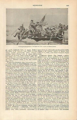 LAMINA ESPASA 4195: G. Washington dirigiendose a Delaware por Leutze