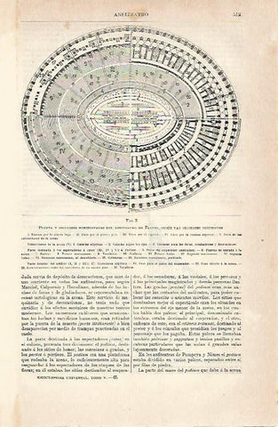 LAMINA ESPASA 6981: Planta y seccion del anfiteatro de Flavio o Coliseo en Roma