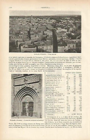 LAMINA ESPASA 7592: Vista parcial de Orihuela Alicante