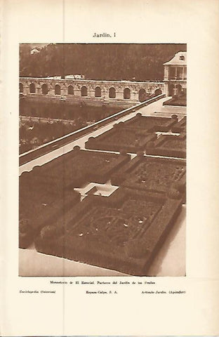 LAMINA ESPASA 9240: Jardin de los Frailes en El Escorial Madrid