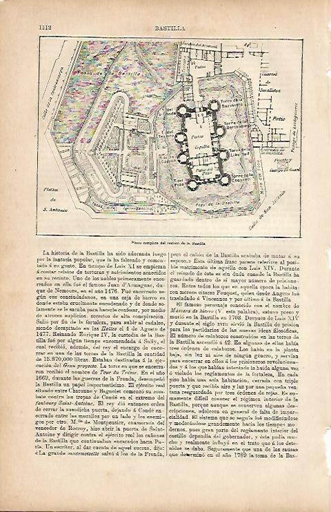 LAMINA ESPASA 9822: Plano de la Bastilla Paris