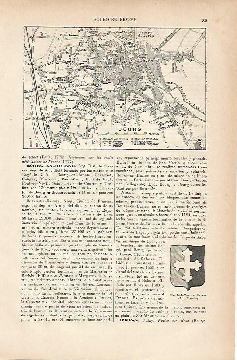 LAMINA ESPASA 11716: Plano de Bourg Francia
