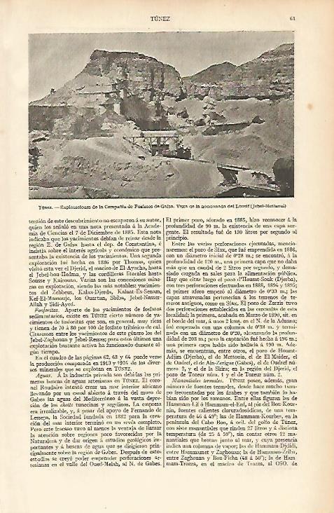 LAMINA ESPASA 11962: Explotaciones de la Compañia de Fosfatos de Gafsa (Tunez)