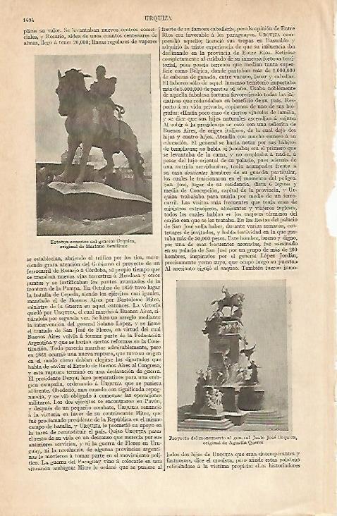 LAMINA ESPASA 12197: Monumento ecuestre del general Urquiza