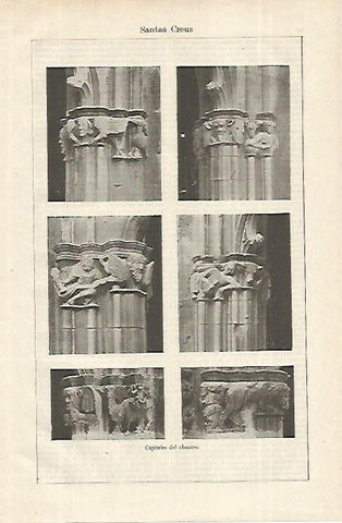 LAMINA ESPASA 12260: Capiteles del Monasterio de Santes Creus Tarragona