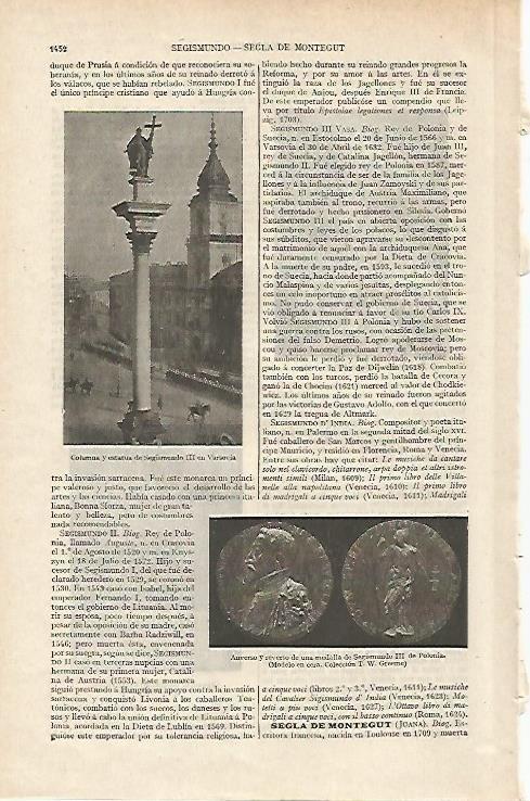 LAMINA ESPASA 12508: Columna y estatua de Segismundo III en Varsovia