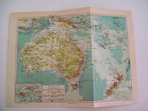 LAMINA ESPASA 12999: Mapa fisico de Australia y Nueva Zelanda