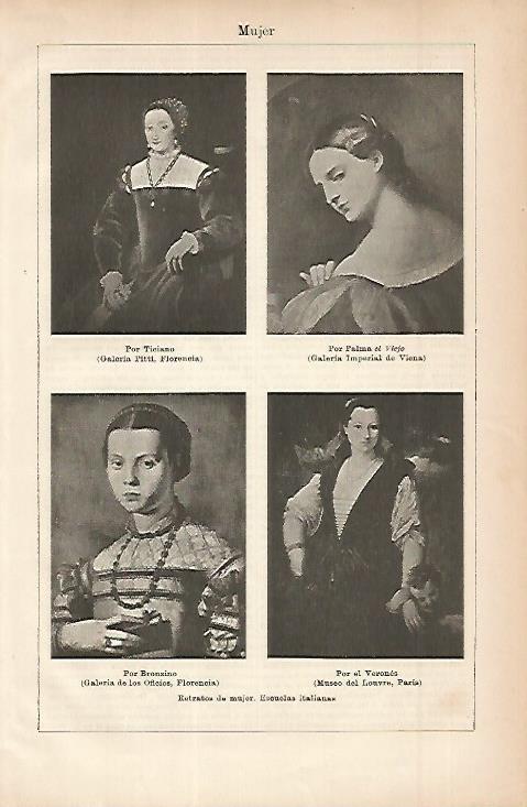 LAMINA ESPASA 11466: Retratos de mujer por Tiziano Palma el Viejo Bronzino y el Veronese