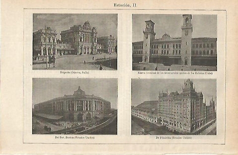 LAMINA ESPASA 16295: Estacion de Genova de La Habana Boston y Filadelfia