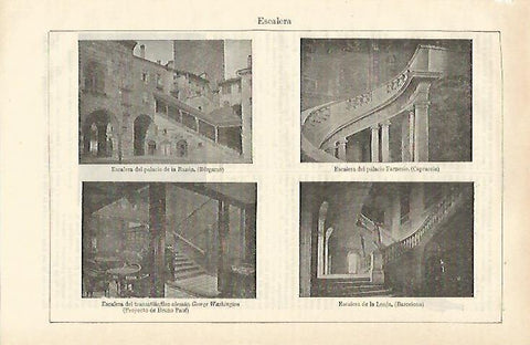 LAMINA ESPASA 16559: Escaleras de Bergamo Palacio Farneso y Lonja de Barcelona