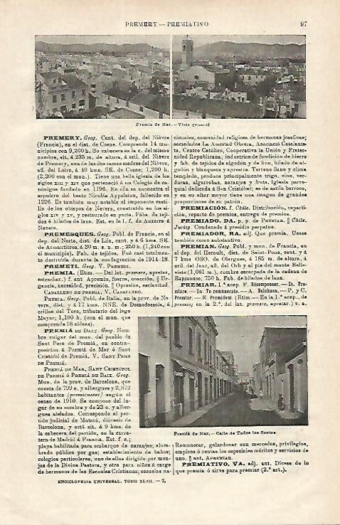 LAMINA ESPASA 16726: Vista general de Premia de Mar Barcelona