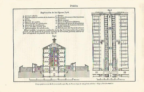 LAMINA ESPASA 16787: Seccion de la penitenciaria de Fresnes les Rungis