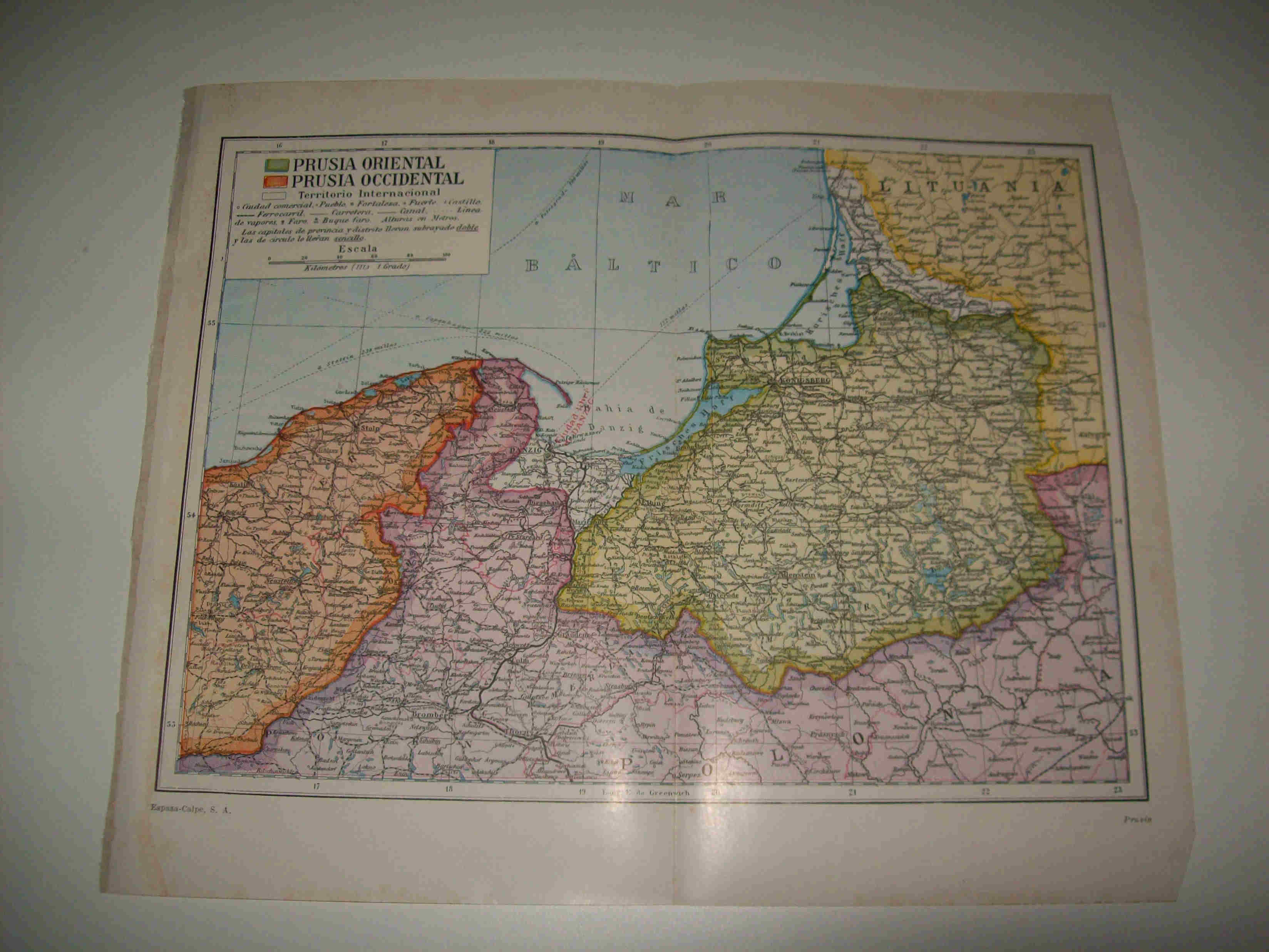 LAMINA ESPASA 16845: Mapa del territorio internacional de Prusia