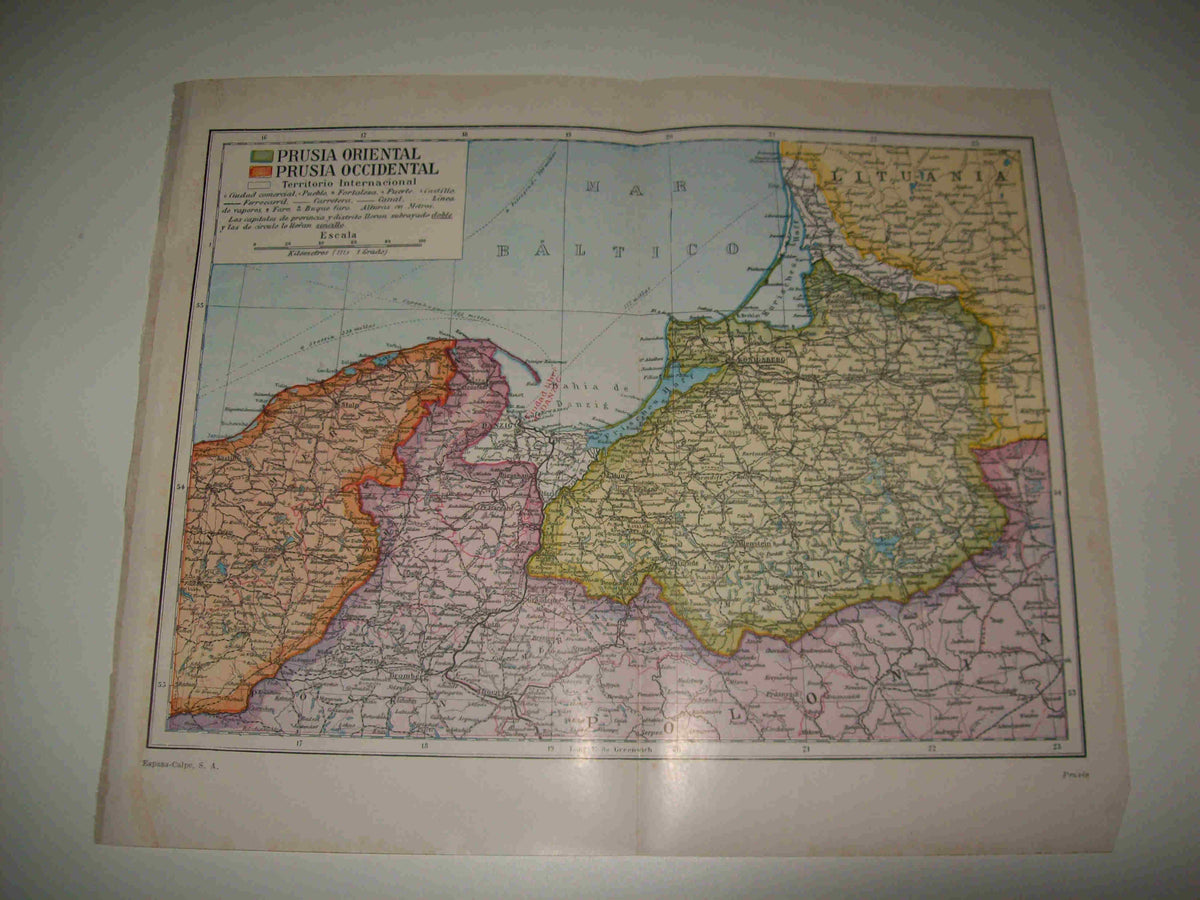 LAMINA ESPASA 16845: Mapa del territorio internacional de Prusia