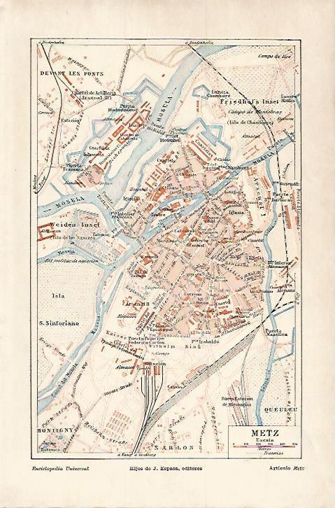 LAMINA ESPASA Alemania 17903: Plano de Metz Alemania
