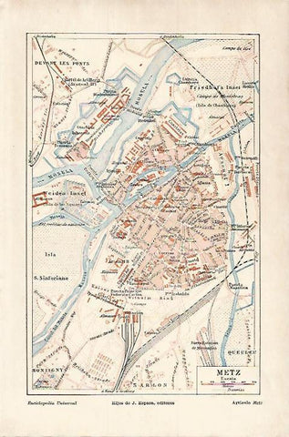 LAMINA ESPASA Alemania 17903: Plano de Metz Alemania
