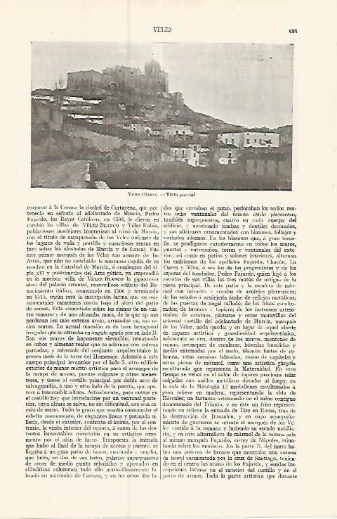LAMINA ESPASA 17417: Vista de Velez Blanco Murcia