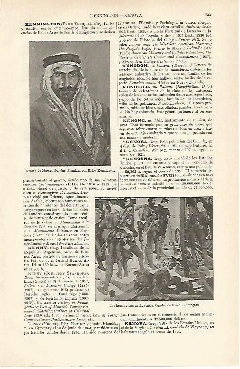 LAMINA ESPASA 19760: Retrato de Mawat ibn Nuri Shaalan por Kennigton