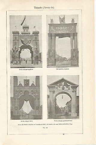 LAMINA ESPASA 20476: Arcos de triunfo en Yucatan en 1906