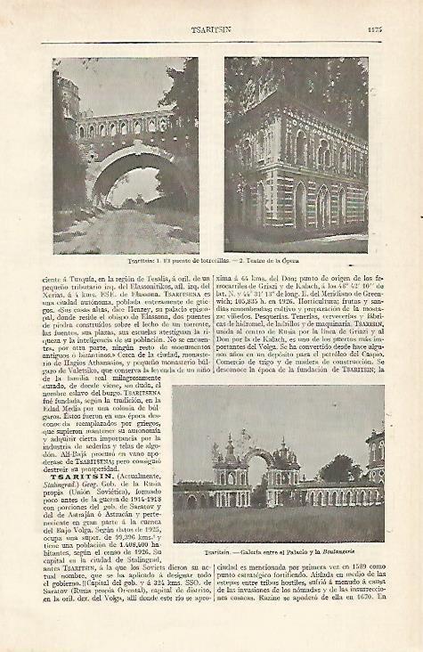 LAMINA ESPASA 20546: Puente y Teatro de la Opera de Tsaritsin Rusia