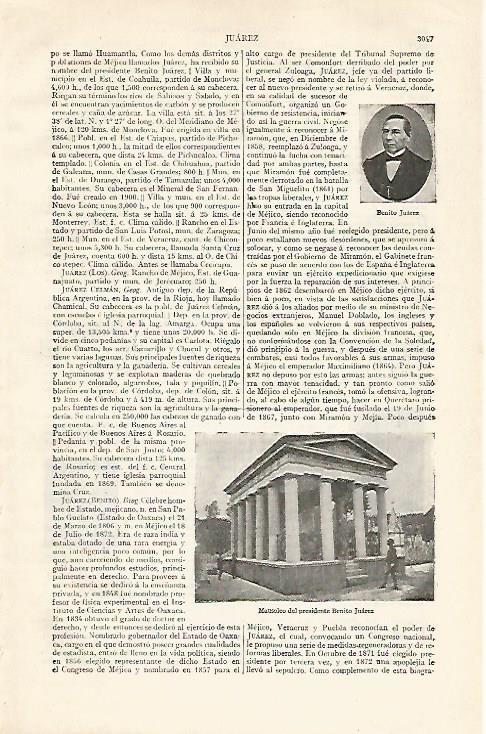 LAMINA ESPASA 21095: Mausoleo de Benito Juarez
