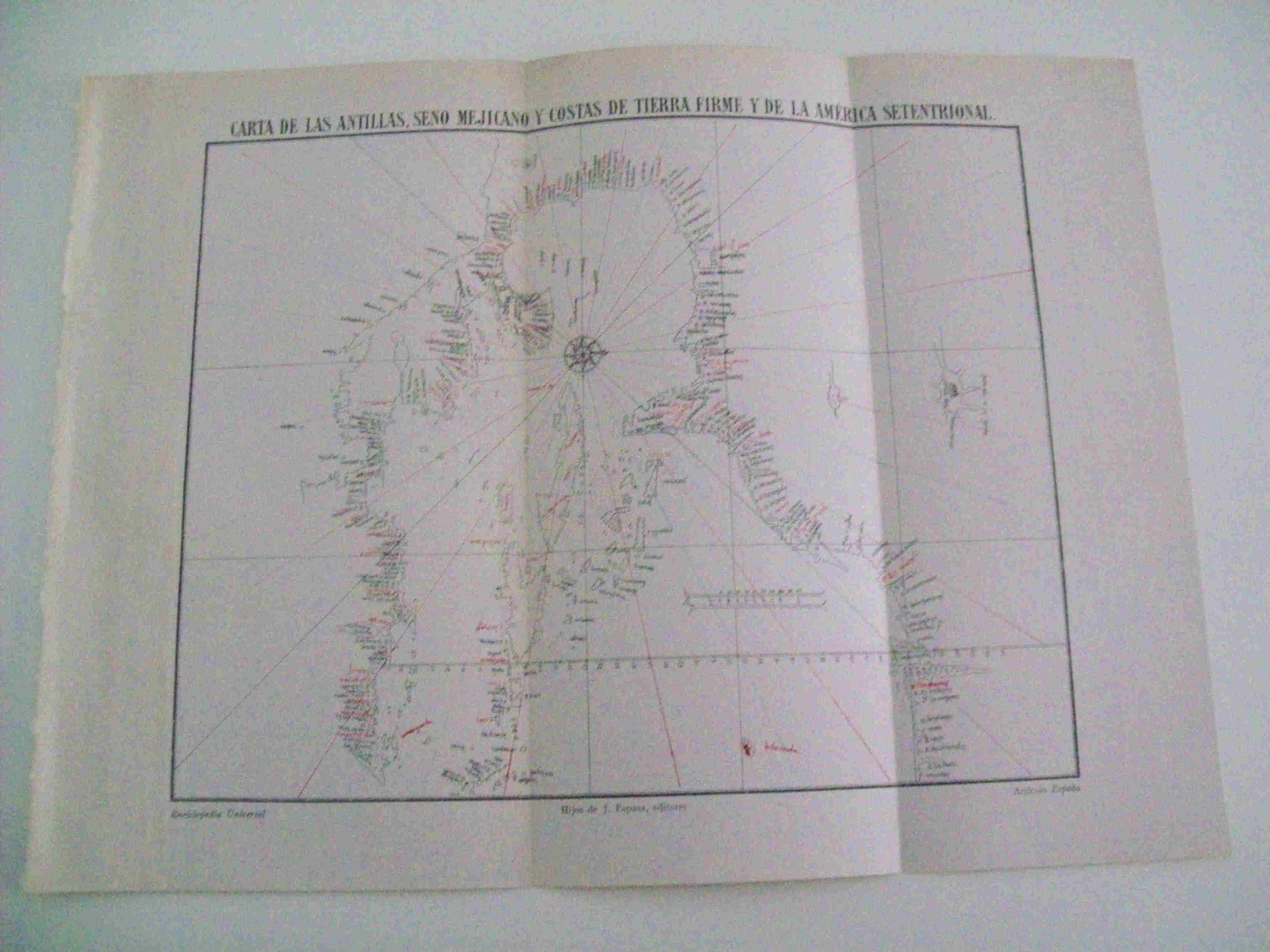 LAMINA ESPASA 10236: Carta de las Antillas Mexico y America Septentrional